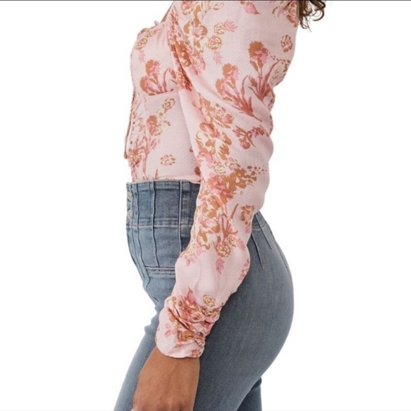 Free People Hilary Printed Top in Pink Combo - Picture 5 of 13